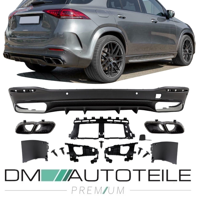 Heckdiffusor + Auspuffblenden schwarz passt für Mercedes GLE V167 mit AMG-Line