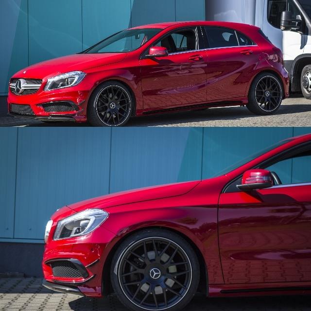 Front Spoiler Set 9 tlg. passt für Mercedes W176 AMG Paket Aero Spoiler Umbau Bj 12-15