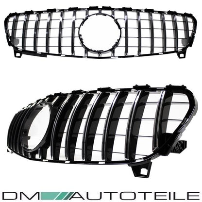 Set Sport -Panamericana GT Facelift Kühlergrill Chrom Schwarz + Stern passend für Mercedes A-Klasse W176 Mopf 2015-2019