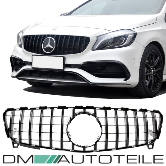 Sport -Panamericana GT Facelift Kühlergrill Komplett Schwarz passend für Mercedes A-Klasse W176 Mopf 2015-2019
