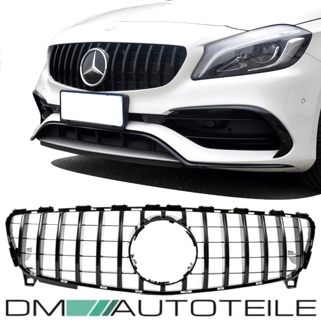 Sport -Panamericana GT Facelift Kühlergrill Komplett Schwarz passend für Mercedes A-Klasse W176 Mopf 2015-2019