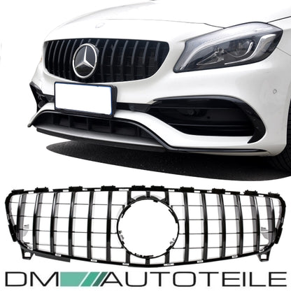 Sport -Panamericana GT Facelift Kühlergrill Komplett Schwarz passend für Mercedes A-Klasse W176 Mopf 2015-2019