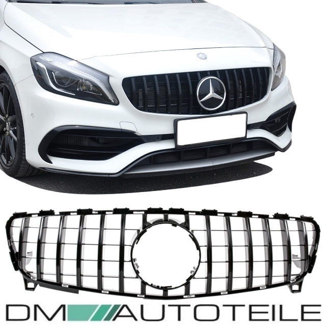 Sport -Panamericana GT Facelift Kühlergrill Komplett Schwarz passend für Mercedes A-Klasse W176 Mopf 2015-2019