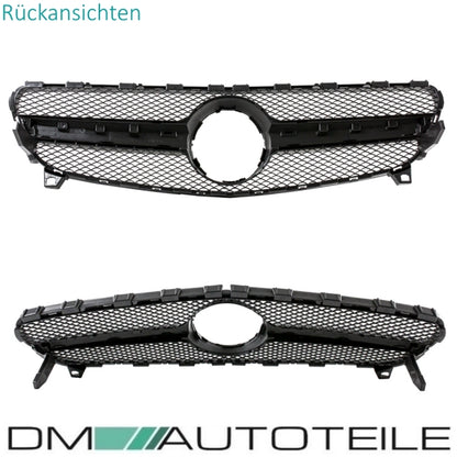 Set Kühlergrill Schwarz Glanz + Stern lackiert passt für Mercedes A-Klasse W176 nicht AMG A45 Mopf Bj 15-17
