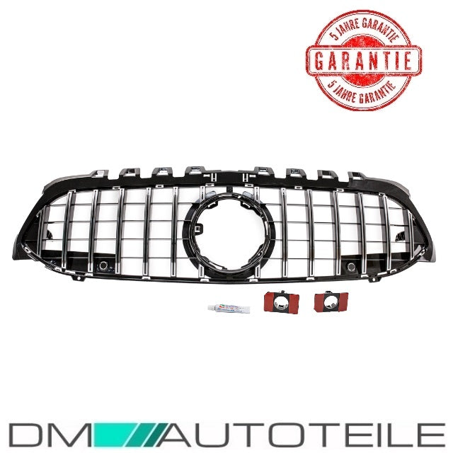 Sport-Kühlergrill für Panamericana GT Schwarz Chrom passt für Mercedes A-Klasse W177 Bj ab 2018 ohne Kamera Loch