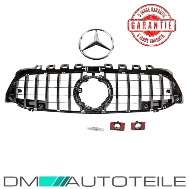 Set Sport-Kühlergrill für Panamericana GT Schwarz glanz + Stern lackiert passt für Mercedes A-Klasse W177 Bj ab 2018 ohne Kame...