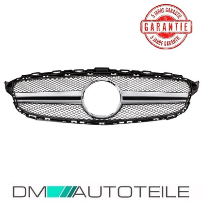 Wabendesign Kühlergrill Silber passt für Mercedes W205 C-Klasse nicht C63 AMG bj 14-18 ohne Kamera
