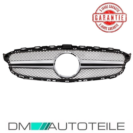 Wabendesign Kühlergrill Silber passt für Mercedes W205 C-Klasse nicht C63 AMG bj 14-18 ohne Kamera