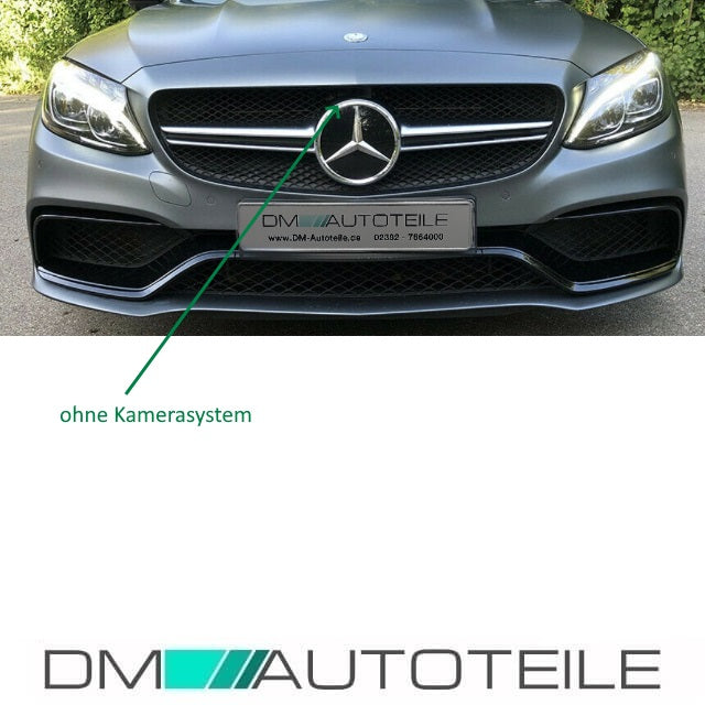Wabendesign Kühlergrill Silber passt für Mercedes W205 C-Klasse nicht C63 AMG bj 14-18 ohne Kamera