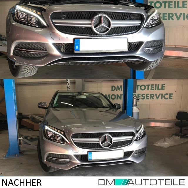 Wabendesign Kühlergrill Silber passt für Mercedes W205 C-Klasse nicht C63 AMG bj 14-18 ohne Kamera