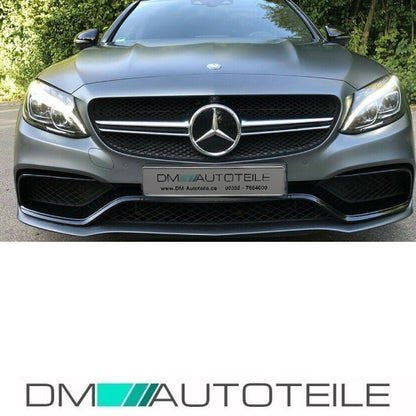 Set Kühlergrill Silber +Stern passt für Mercedes W205 C-Klasse nicht C63 AMG +Kamera 14-18