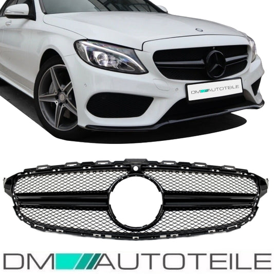 Kühlergrill Schwarz Glanz + Kamera passt für Mercedes W205 S205 14-18 kein AMG