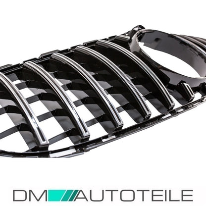 Sport-Panamerica GT Kühlergrill Schwarz Chrom passt für Mercedes C-Klasse W205 14-18 + 360° Kamera