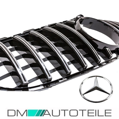 Sport-Panamerica GT Kühlergrill Schwarz Chrom +Stern passt für Mercedes C-Klasse W205 14-18 für Kamera