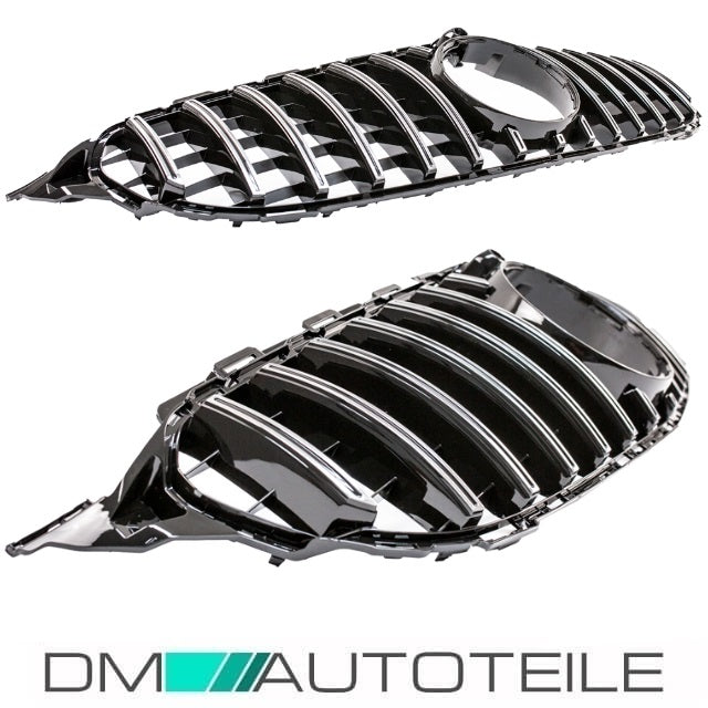 Sport-Panamerica GT Kühlergrill Schwarz Chrom +Stern passt für Mercedes C-Klasse W205 14-18 für Kamera