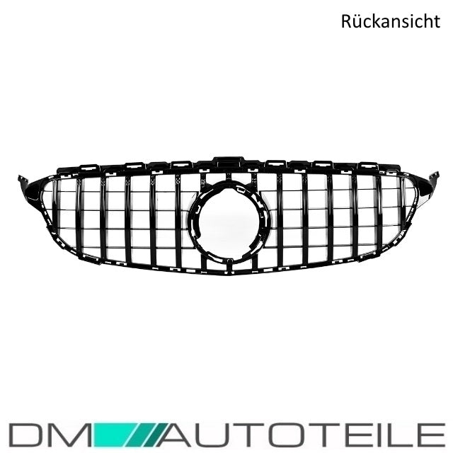 Set Sport-Kühlergrill für Panamericana GT Grill Schwarz Glanz +Stern passt für Mercedes C-Klasse W205 S205 bj.14-18 für Kamera