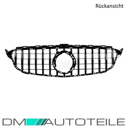 Set Sport-Kühlergrill für Panamericana GT Grill Schwarz Glanz +Stern passt für Mercedes C-Klasse W205 S205 bj.14-18 für Kamera