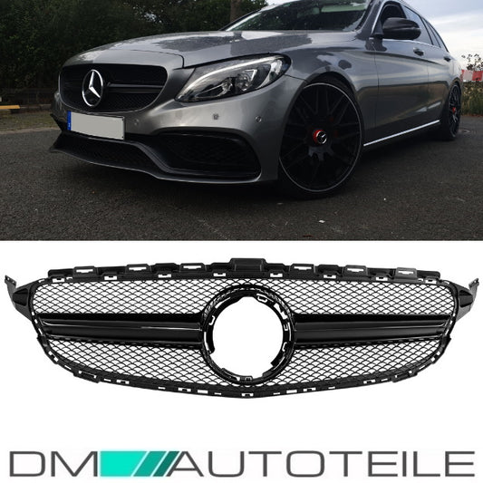 Facelift Kühlergrill Schwarz ohne Kamera passt für Mercedes C-Klasse W205 S205 auch AMG Mopf ab 2018
