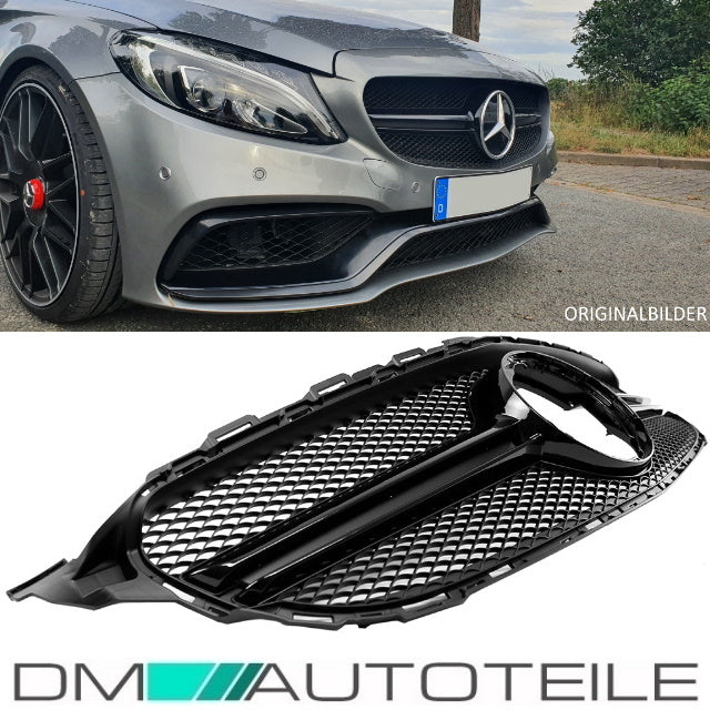Facelift Kühlergrill Schwarz ohne Kamera passt für Mercedes C-Klasse W205 S205 auch AMG Mopf ab 2018