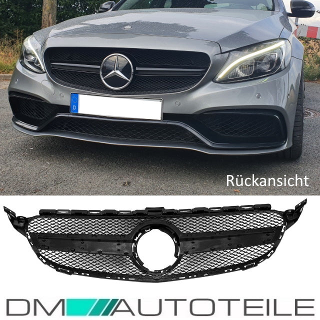 Facelift Kühlergrill Schwarz ohne Kamera passt für Mercedes C-Klasse W205 S205 auch AMG Mopf ab 2018