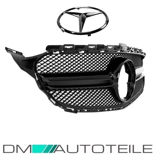 Set Facelift Kühlergrill Schwarz + Stern lackiert ohne Kamera passt für Mercedes C-Klasse W205 S205 auch AMG Mopf ab 2018