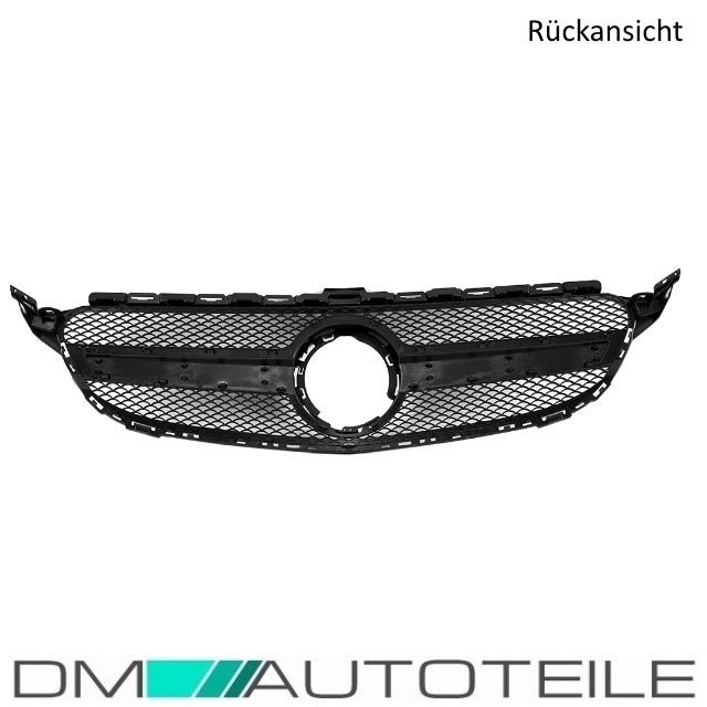 Set Facelift Kühlergrill Schwarz + Stern lackiert ohne Kamera passt für Mercedes C-Klasse W205 S205 auch AMG Mopf ab 2018