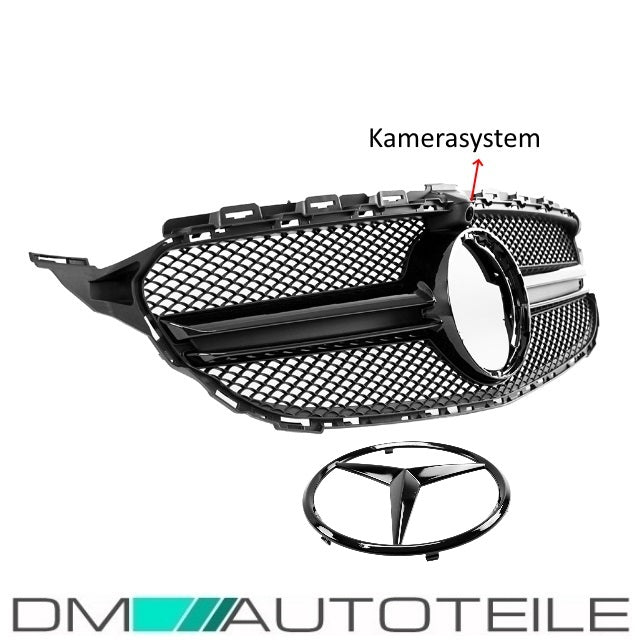 Set Facelift Kühlergrill Schwarz + Stern lackiert passt für Mercedes C-Klasse W205 S205 auch AMG Mopf ab 2018 +Kamera