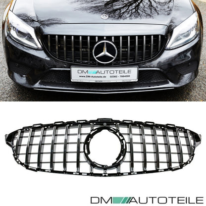 Sport-Kühlergrill für Panamericana GT Schwarz Chrom passt für Mercedes C-Klasse W205 S205 Mopf ab 2018