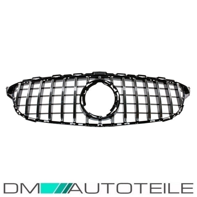 Sport-Kühlergrill für Panamericana GT Schwarz Chrom passt für Mercedes C-Klasse W205 S205 Mopf ab 2018
