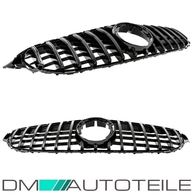 Set Sport-Panamericana GT Facelift Kühlergrill Schwarz Glanz + Stern lackiert ohne Kamera passt für Mercedes C-Klasse W205...