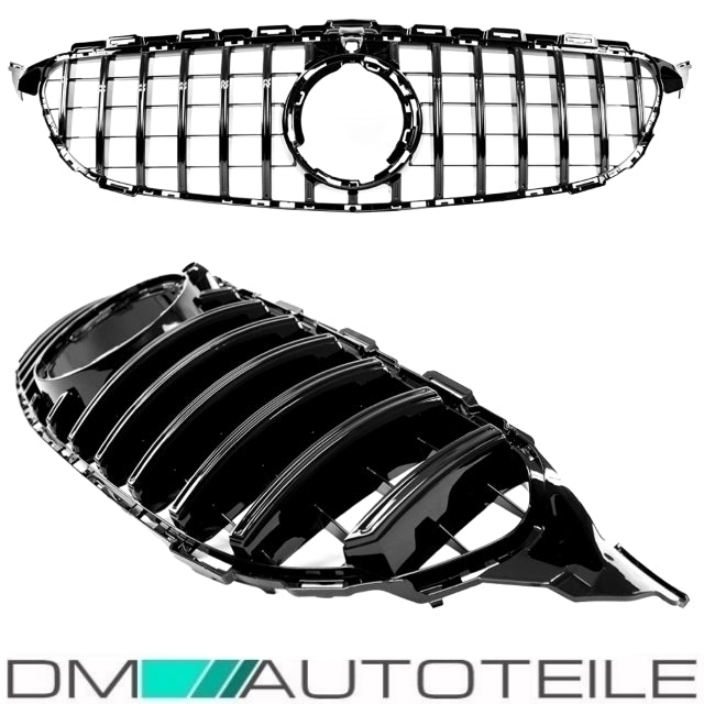 Set Sport-Panamericana GT Facelift Kühlergrill Schwarz Glanz +Stern lackiert passt für Mercedes C-Klasse W205 S205 Mopf ab...