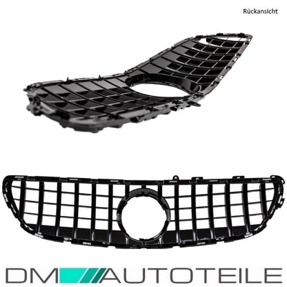 Set Sport-Kühlergrill für Panamericana GT Schwarz glanz +Stern lackiert passt für Mercedes W218 CLS Mopf Bj 2014-2018 ohne Kamera