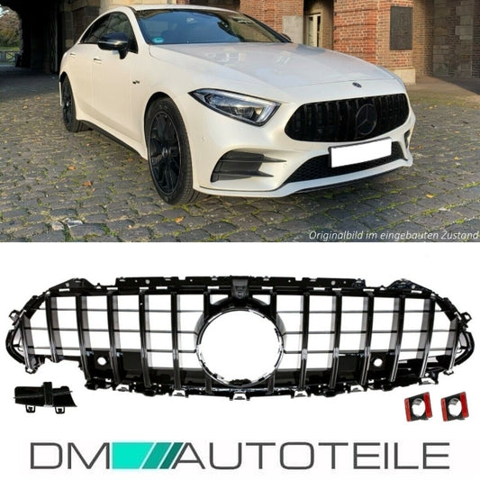 Sport-Kühlergrill für Panamericana GT Schwarz passt für Mercedes CLS C257 auch Kamera + PDC ab 2018