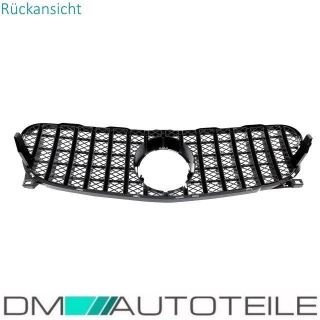 Sport-Kühlergrill für Panamericana GT Schwarz Glanz +Stern lackiert passt für Mercedes GLA X156 Bj 14-16