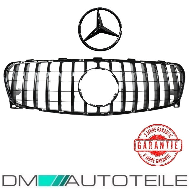 Set Sport-Kühlergrill für Panamericana GT Schwarz Glanz +Stern lackiert passt für Mercedes GLA X156 Facelift ab 2017