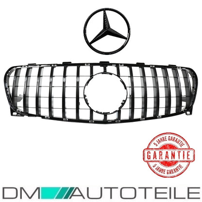 Set Sport-Kühlergrill für Panamericana GT Schwarz Glanz +Stern lackiert passt für Mercedes GLA X156 Facelift ab 2017