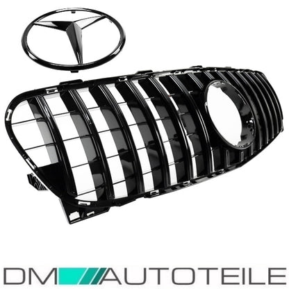 Set Sport-Kühlergrill für Panamericana GT Schwarz Glanz +Stern lackiert passt für Mercedes GLA X156 Facelift ab 2017
