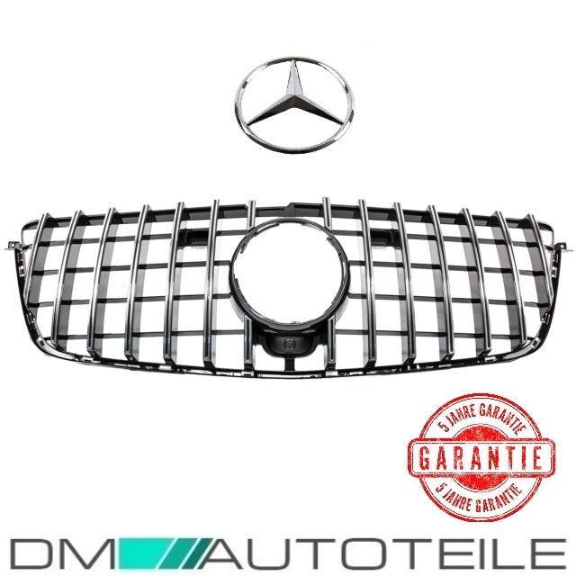 Set Sport-Kühlergrill für Panamericana GT Chrom +Stern passt für Mercedes GL X166 ab 12-15 auch für Kamera