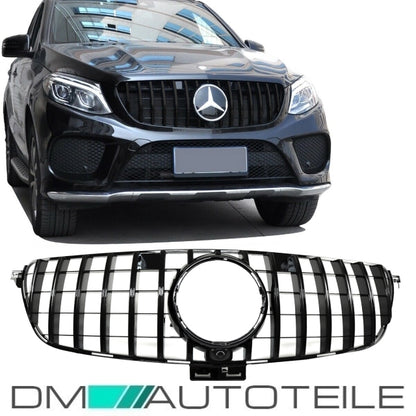 Sport-Kühlergrill für Panamericana GT Schwarz passt für Mercedes W166 GLE ab 2015-2018
