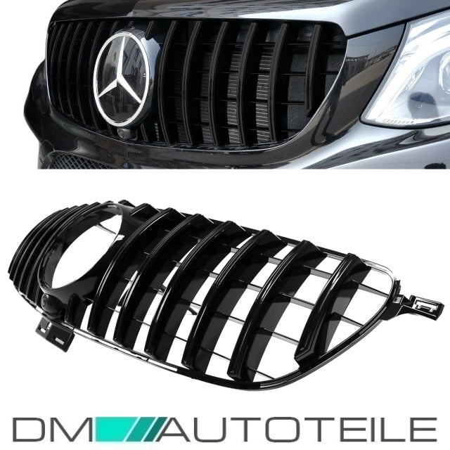 Sport-Kühlergrill für Panamericana GT Schwarz passt für Mercedes W166 GLE ab 2015-2018
