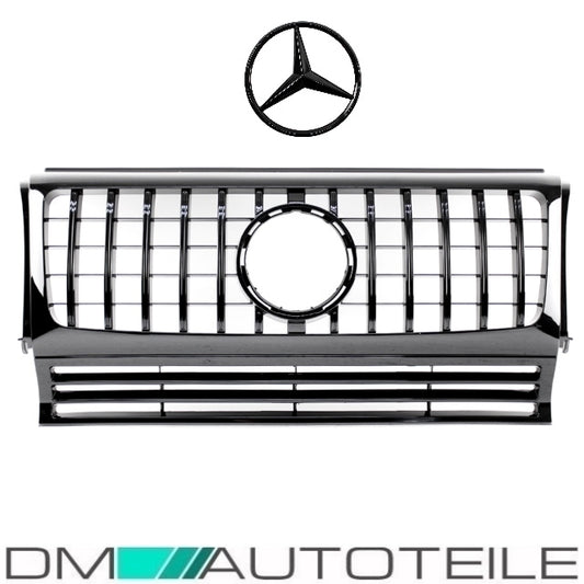 Set Sport-Kühlergrill für Panamericana GT Schwarz glanz + Stern passt für Mercedes G-Klasse W463 Bj 1990-2018