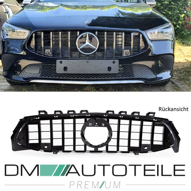 GT Sport- Panamericana Kühlergrill Schwarz Chrom passt für Mercedes CLA W118 ab 2019 für PDC ohne Kamera