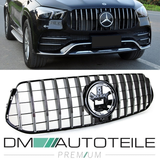 Sport-Kühlergrill für Panamericana GT Schwarz Chrom passt für Mercedes GLE-Klasse AMG Line V167 ab 2018