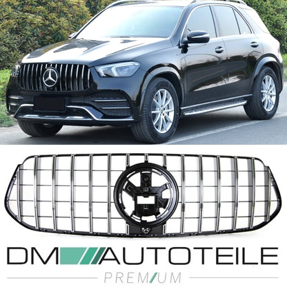 Sport-Kühlergrill für Panamericana GT Schwarz Chrom passt für Mercedes GLE-Klasse AMG Line V167 ab 2018
