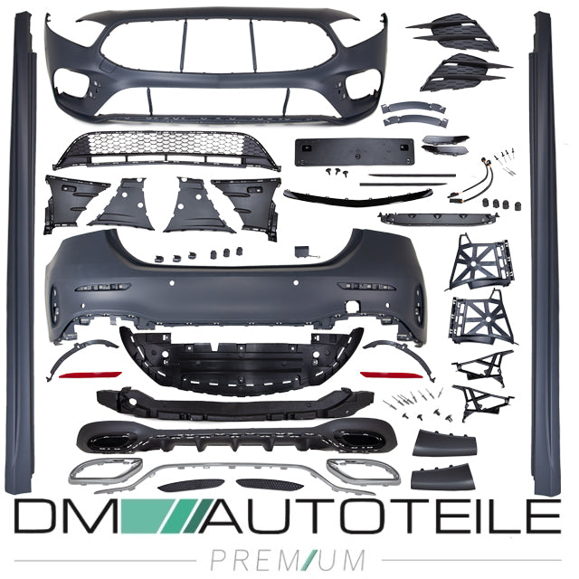 Sport-Bodykit komplett Front + Heck + Seite passt für Mercedes A-Klasse Limousine W177 ab Baujahr 2018 AMG-Line Umbau
