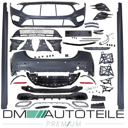 Sport-Bodykit komplett Front + Heck + Seite passt für Mercedes A-Klasse Limousine W177 ab Baujahr 2018 AMG-Line Umbau