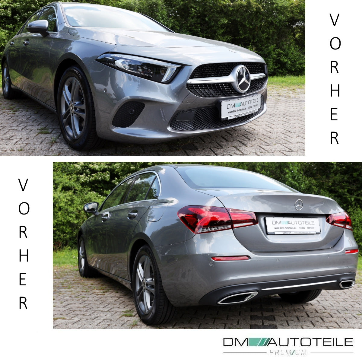 Sport-Bodykit komplett Front + Heck + Seite passt für Mercedes A-Klasse Limousine W177 ab Baujahr 2018 AMG-Line Umbau