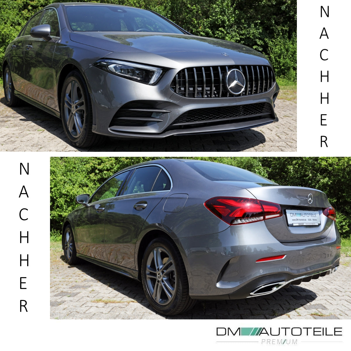 Sport-Bodykit komplett Front + Heck + Seite passt für Mercedes A-Klasse Limousine W177 ab Baujahr 2018 AMG-Line Umbau