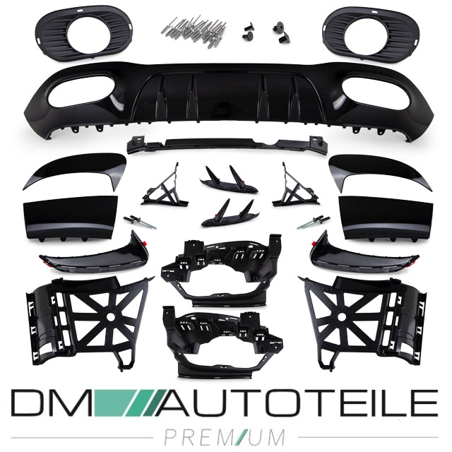 Sport Heckdiffusor + Blenden Set Schwarz hochglanz passt für Mercedes CLA W118 A35 Umbau