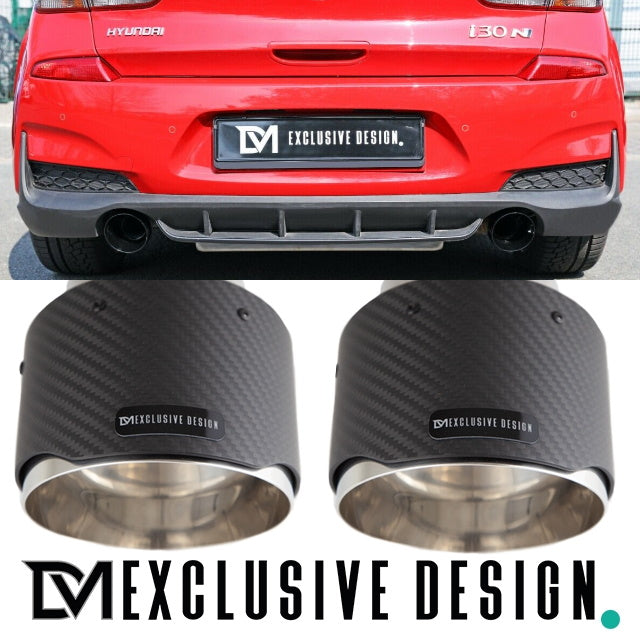 DM Exklusive Design Performance Set Carbon Design Auspuffblende Ø 114mm+ Verbinder passt für Hyundai I30 N+ABE